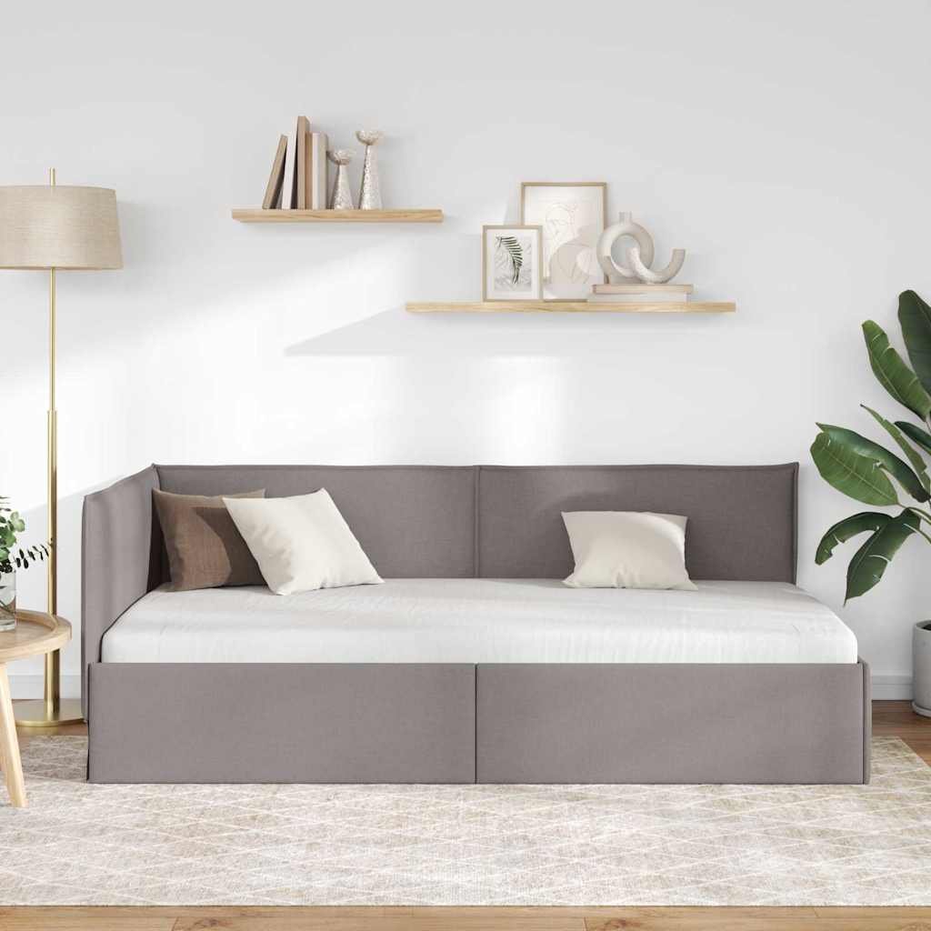 Estructura de cama en esquina Taupé 100 x 200 cm tela