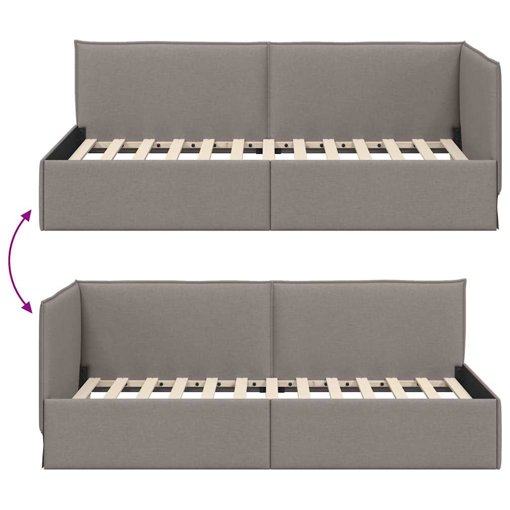 Estructura de cama en esquina Taupé 100 x 200 cm tela