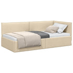 Estructura de cama en esquina Crema 100 x 200 cm tela