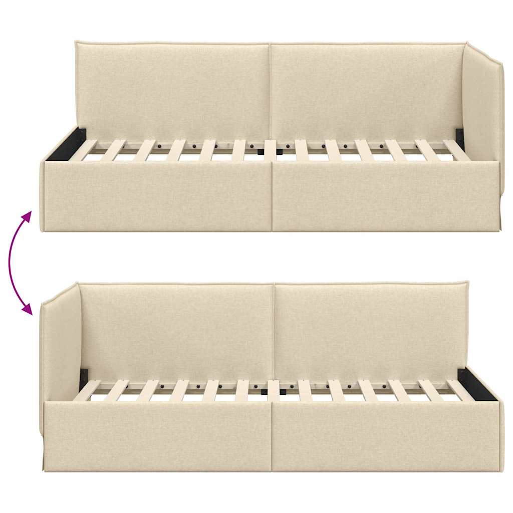 Estructura de cama en esquina Crema 100 x 200 cm tela