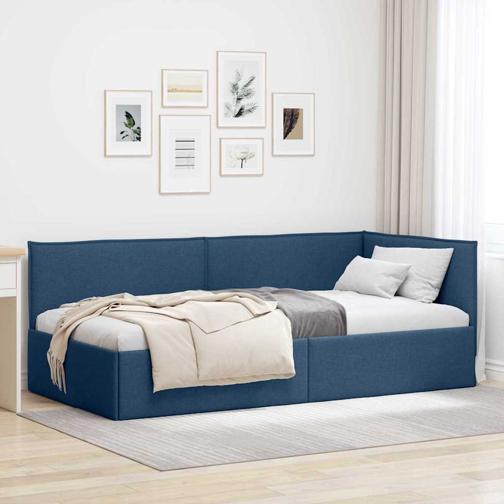 Estructura de cama en esquina Azul 100 x 200 cm tela