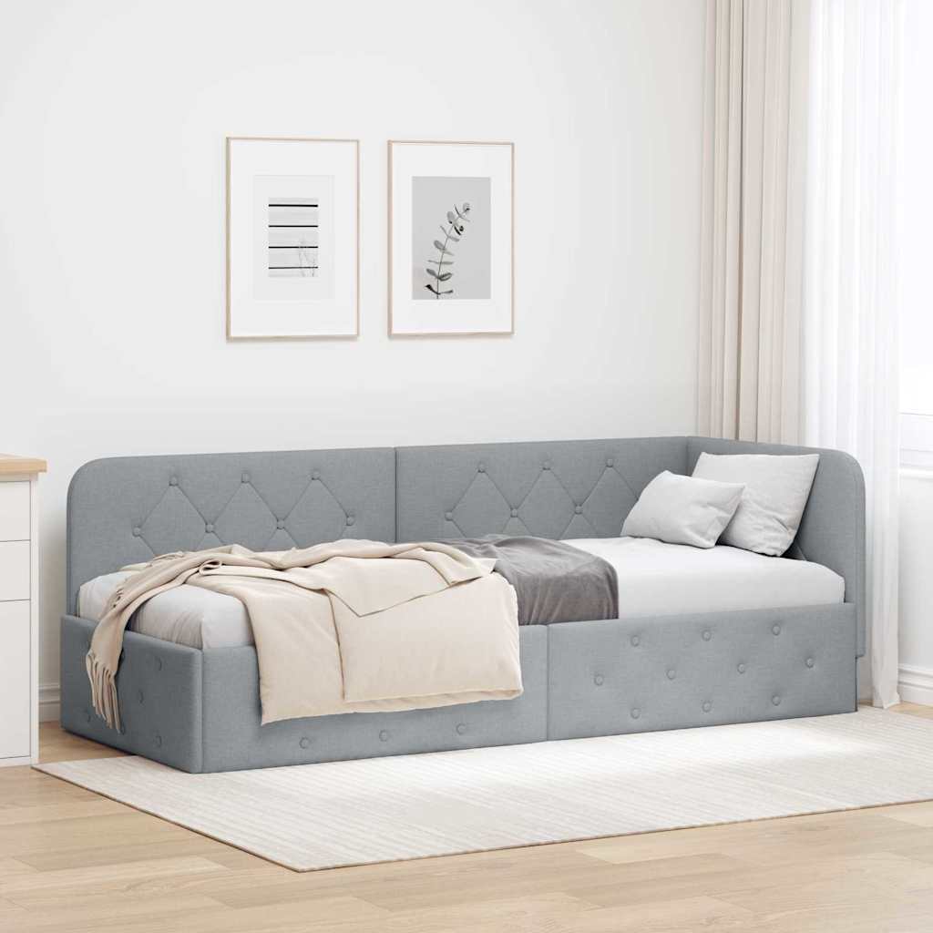 Estrutura de cama de canto azul 100 x 200 cm tecido