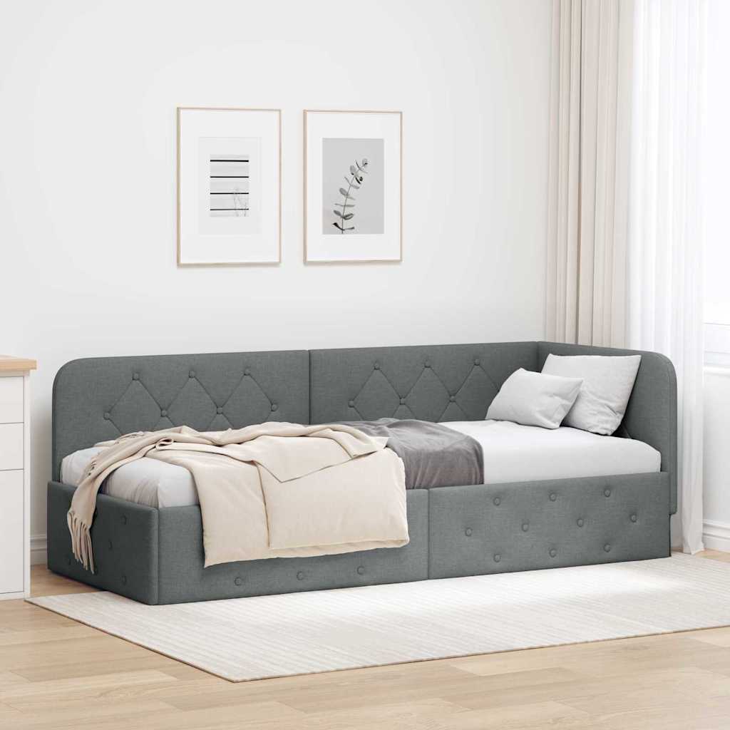 Estrutura de cama de canto azul 100 x 200 cm tecido
