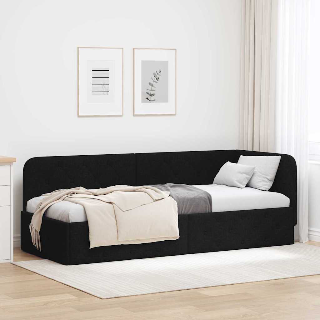 Estrutura de cama de canto azul 100 x 200 cm tecido