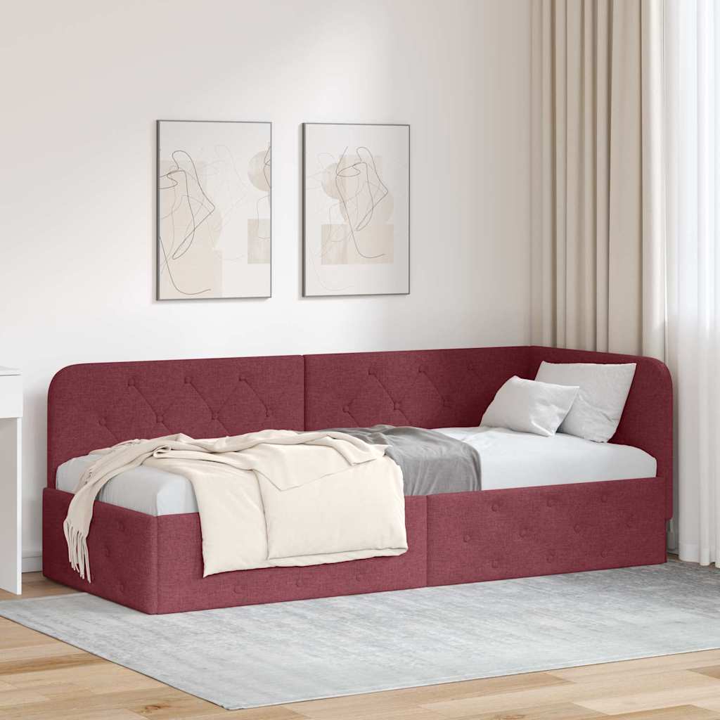 Estrutura de cama de canto azul 100 x 200 cm tecido