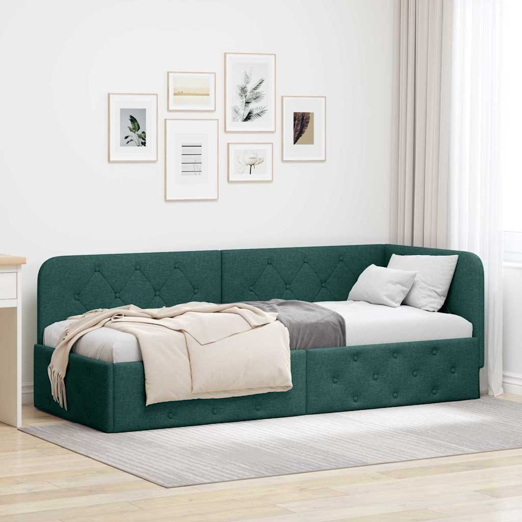 Estrutura de cama de canto azul 100 x 200 cm tecido