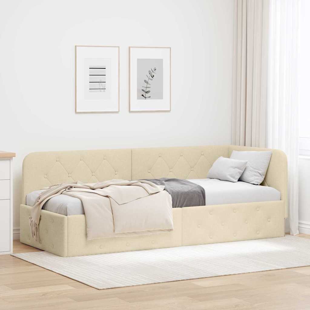 Estrutura de cama de canto azul 100 x 200 cm tecido