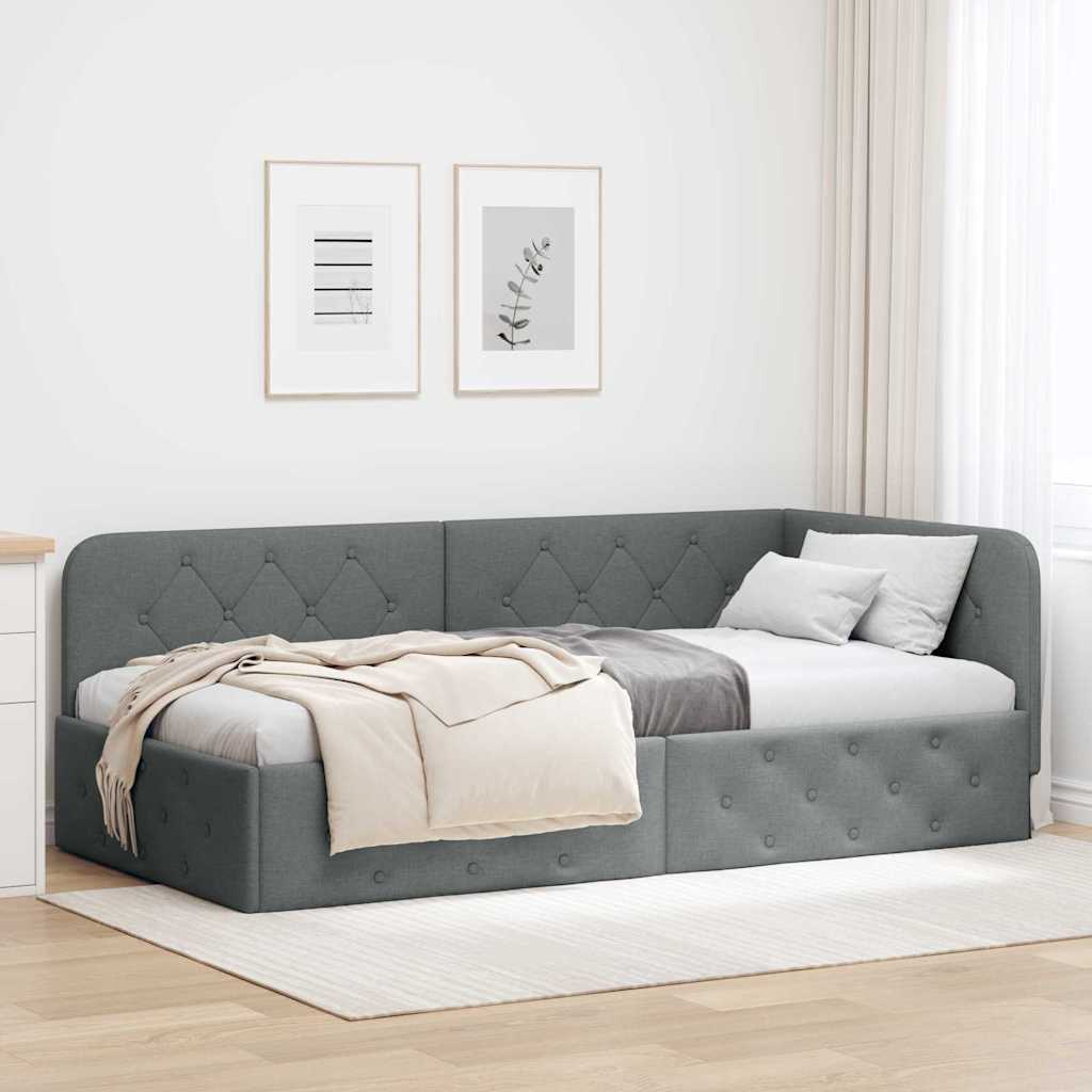 Estrutura de cama de canto azul 100 x 200 cm tecido