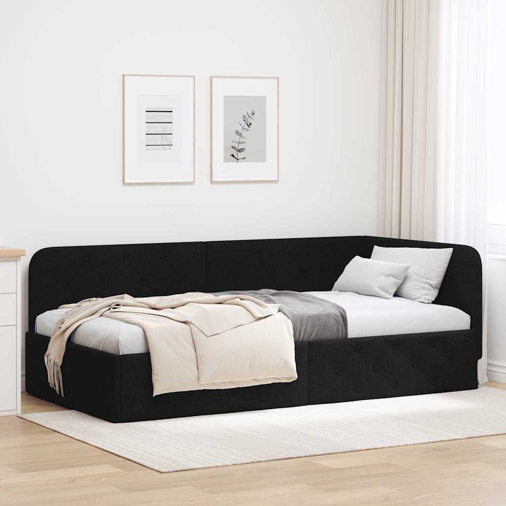 Estrutura de cama de canto azul 100 x 200 cm tecido