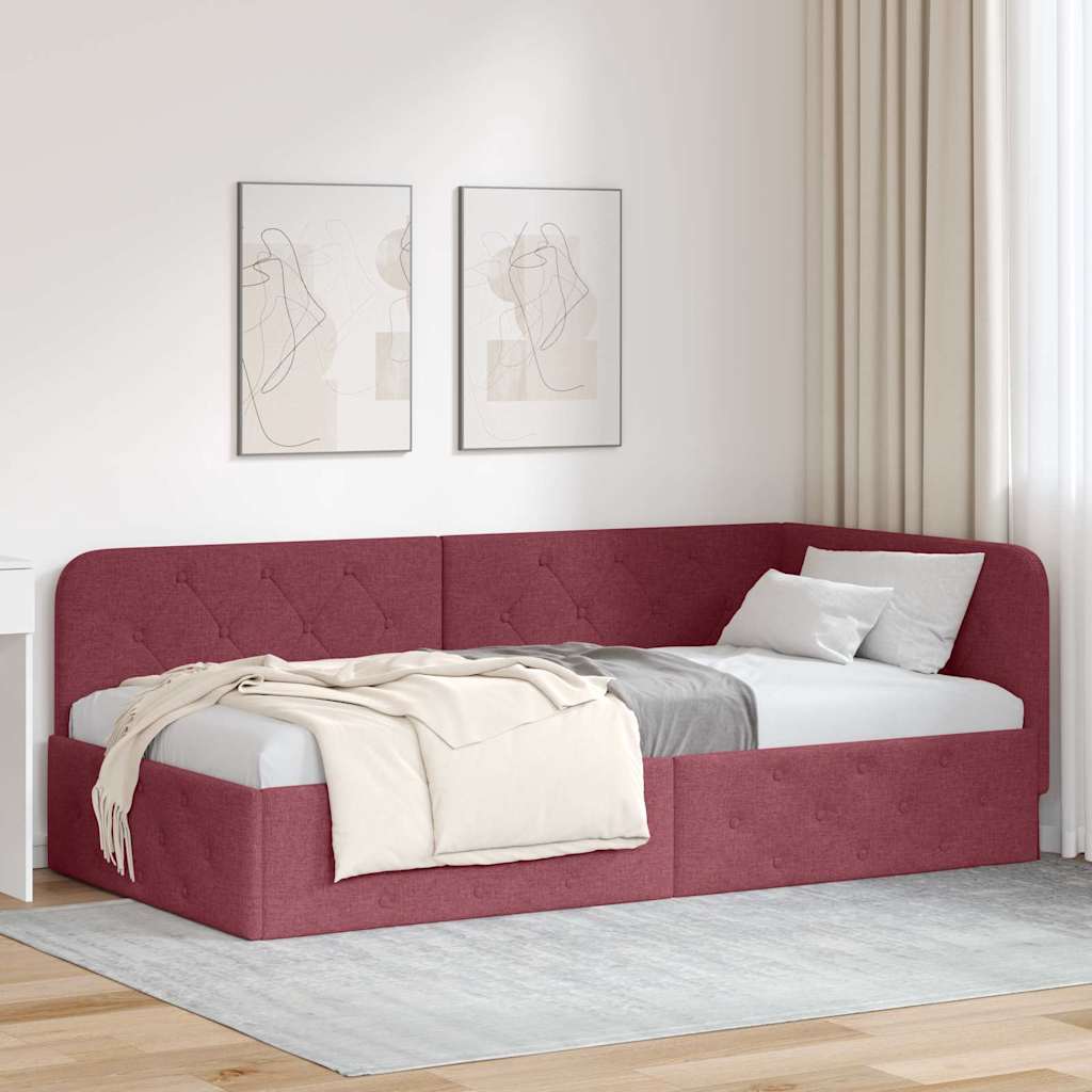 Estrutura de cama de canto azul 100 x 200 cm tecido