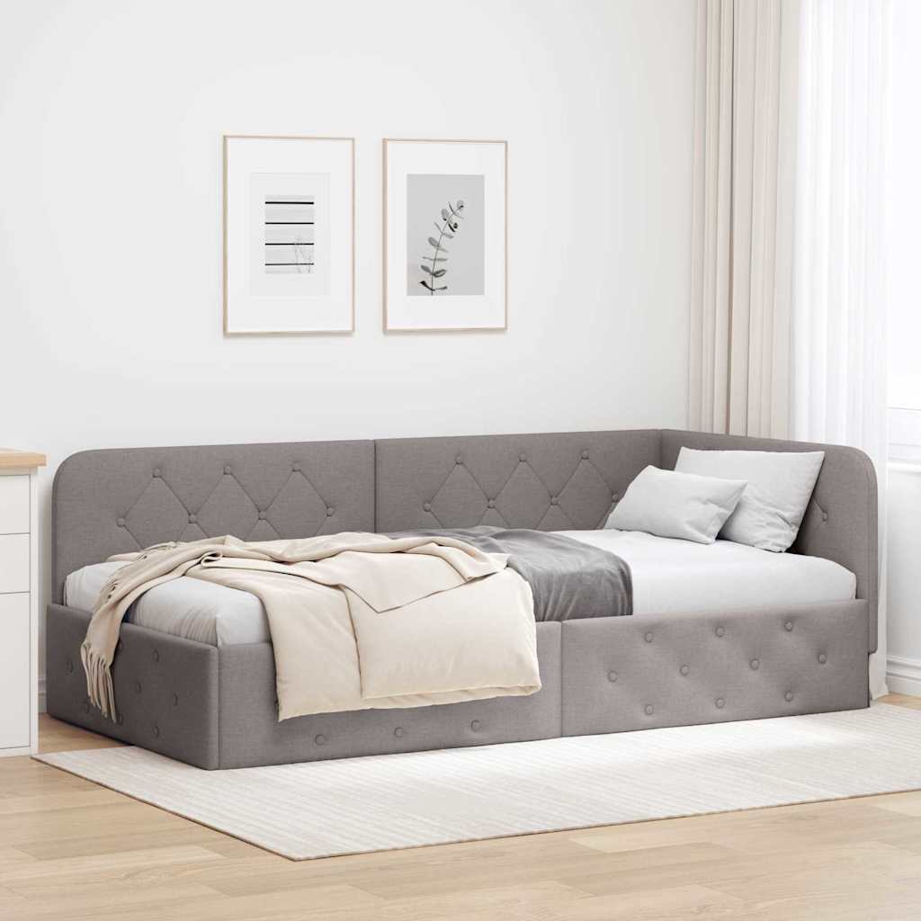 Estrutura de cama de canto azul 100 x 200 cm tecido
