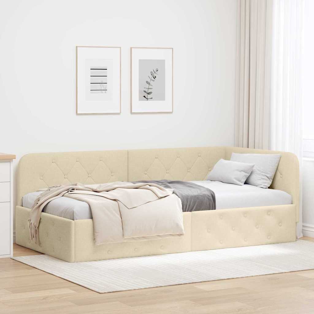 Estrutura de cama de canto azul 100 x 200 cm tecido