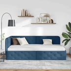 Estructura de cama en esquina Azul 100 x 200 cm tela
