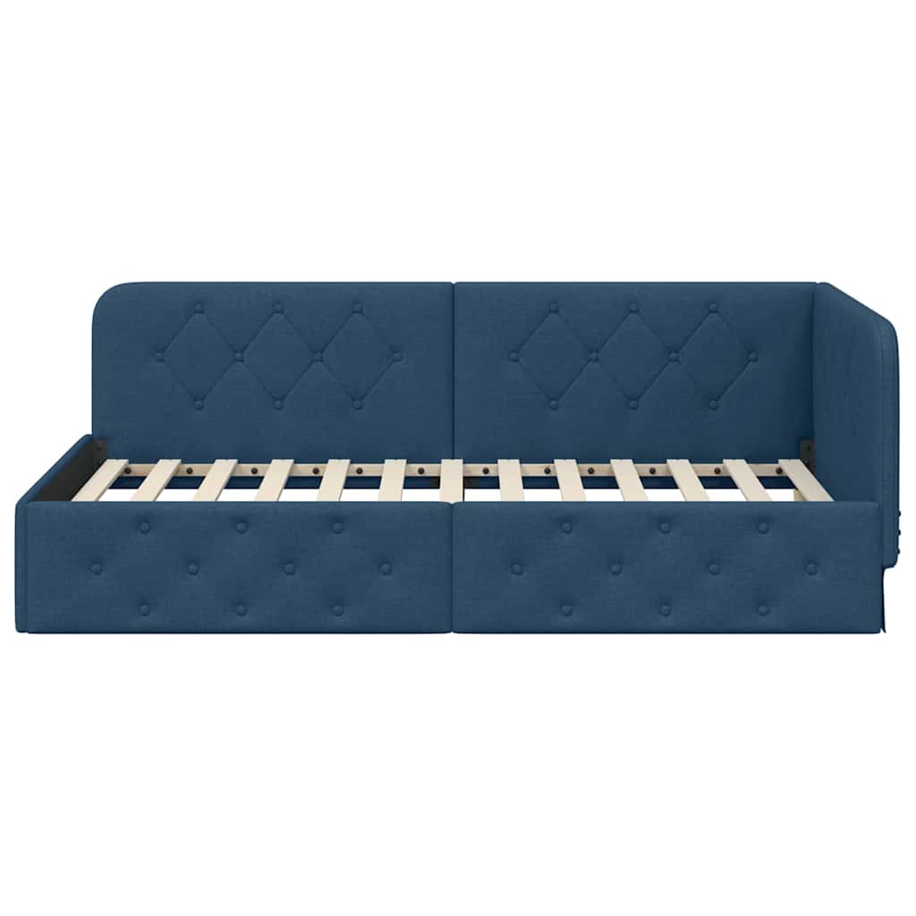 Estructura de cama en esquina Azul 100 x 200 cm tela