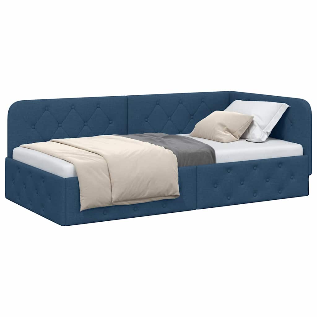 Estructura de cama en esquina Azul 100 x 200 cm tela