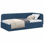 Estructura de cama en esquina Azul 100 x 200 cm tela