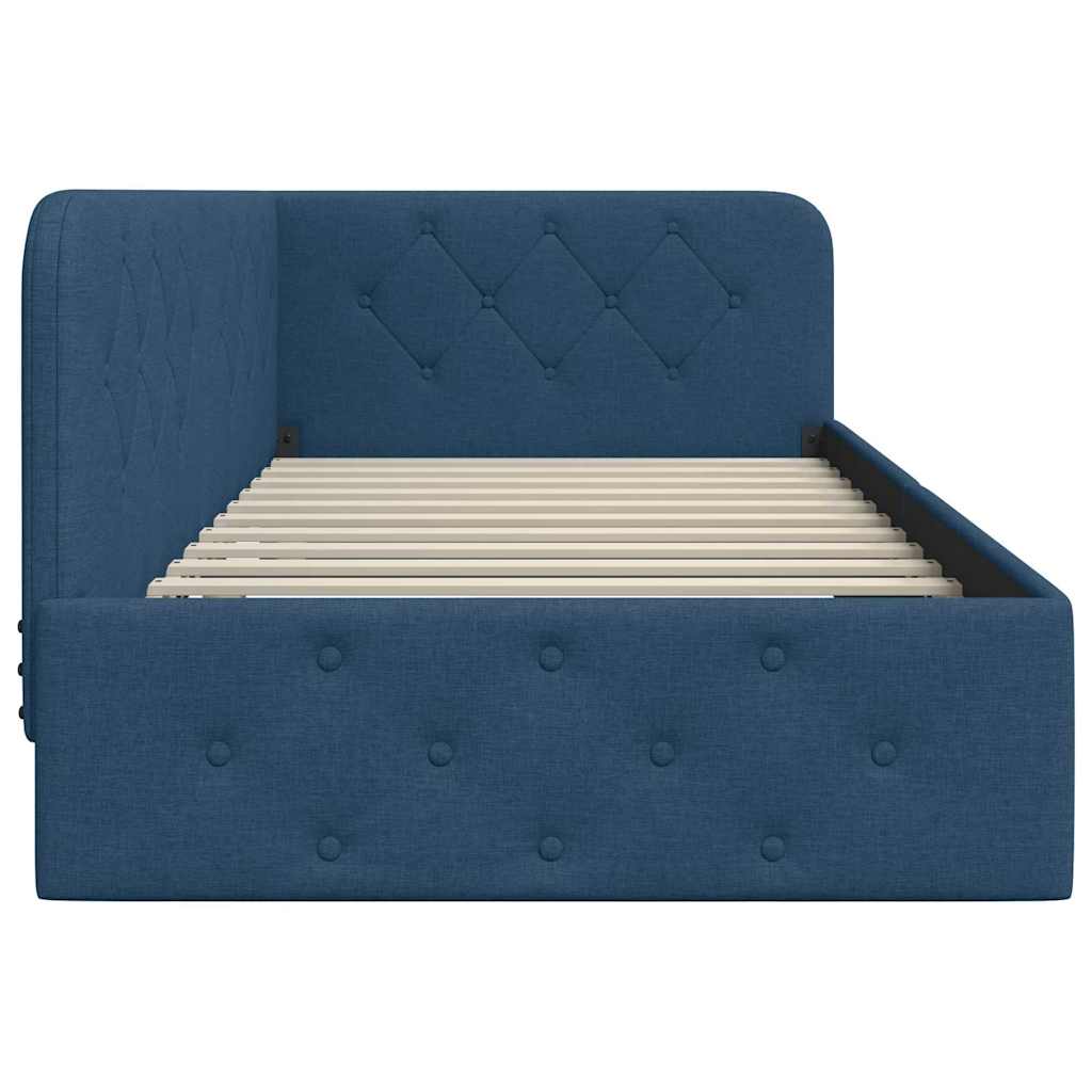 Estructura de cama en esquina Azul 100 x 200 cm tela