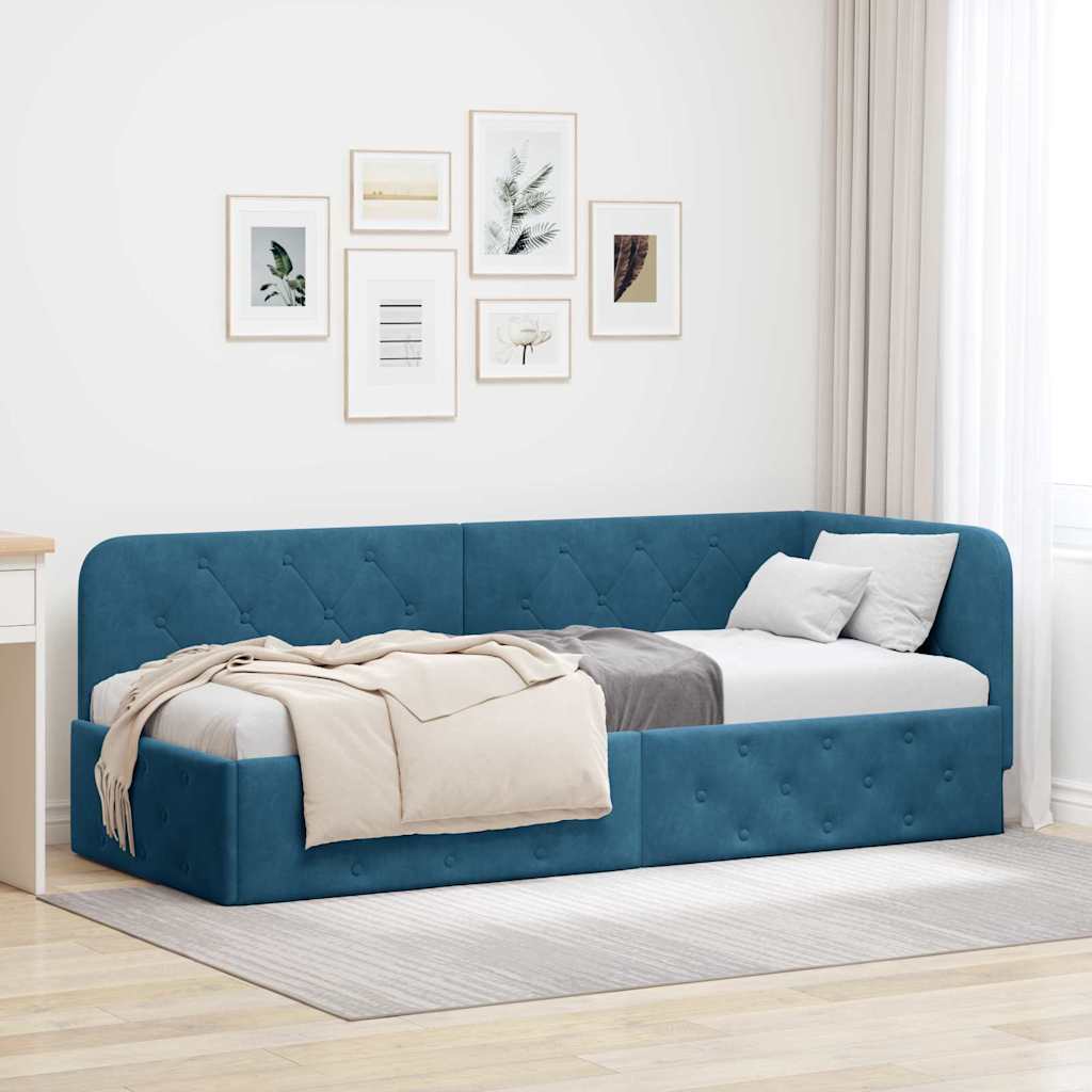 Estrutura de Cama de Canto Amarelo 100 x 200 cm Veludo