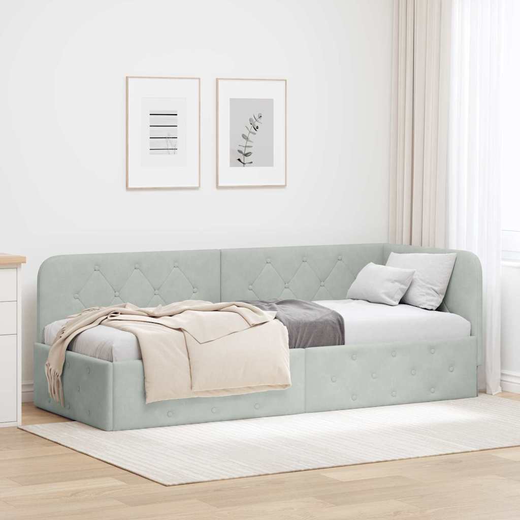 Estrutura de Cama de Canto Amarelo 100 x 200 cm Veludo