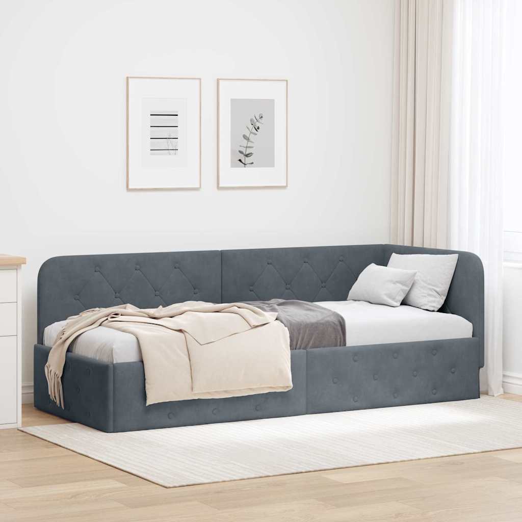 Estrutura de Cama de Canto Amarelo 100 x 200 cm Veludo