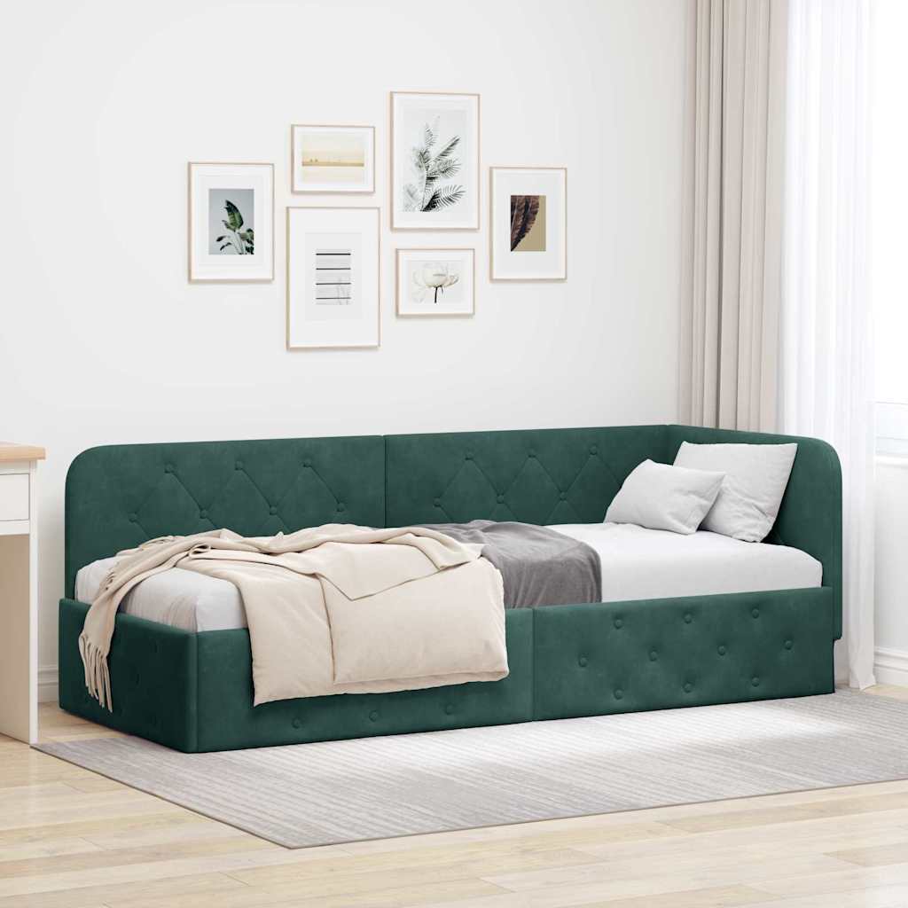 Estrutura de Cama de Canto Amarelo 100 x 200 cm Veludo