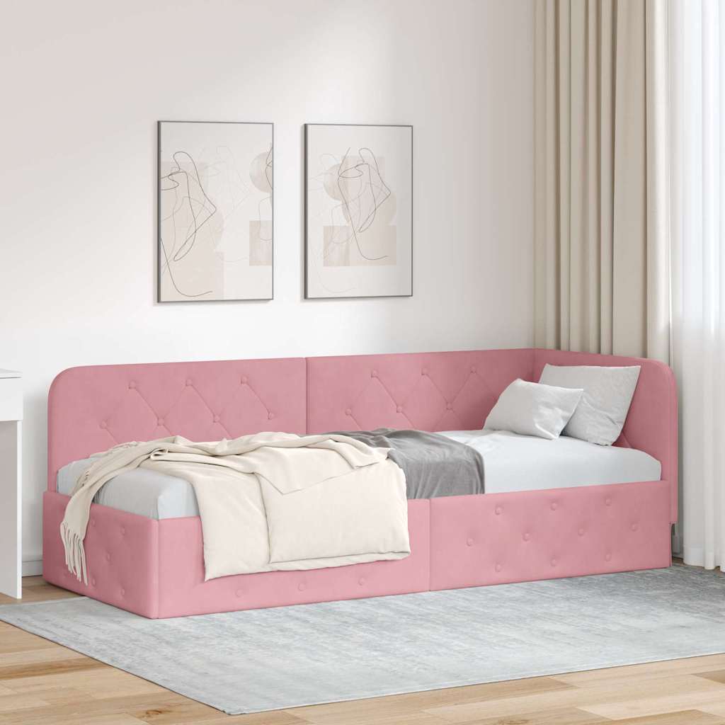 Estrutura de Cama de Canto Amarelo 100 x 200 cm Veludo