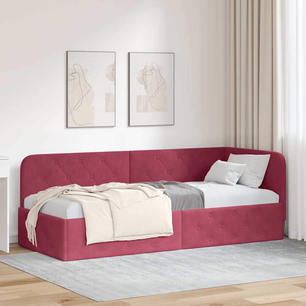 Estrutura de Cama de Canto Amarelo 100 x 200 cm Veludo