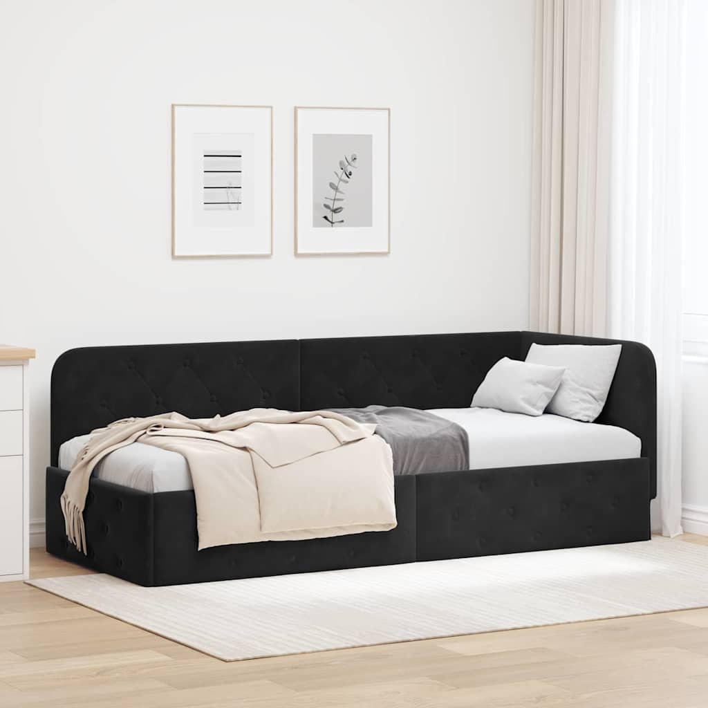 Estrutura de Cama de Canto Amarelo 100 x 200 cm Veludo