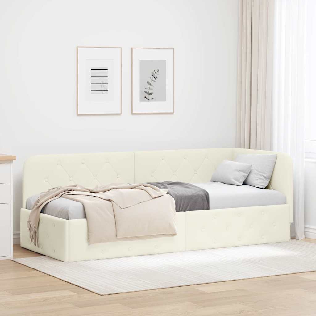 Estrutura de Cama de Canto Amarelo 100 x 200 cm Veludo