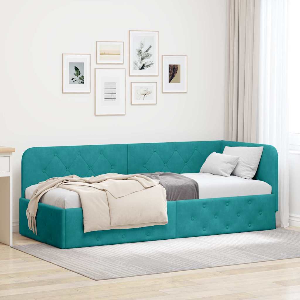 Estrutura de Cama de Canto Amarelo 100 x 200 cm Veludo
