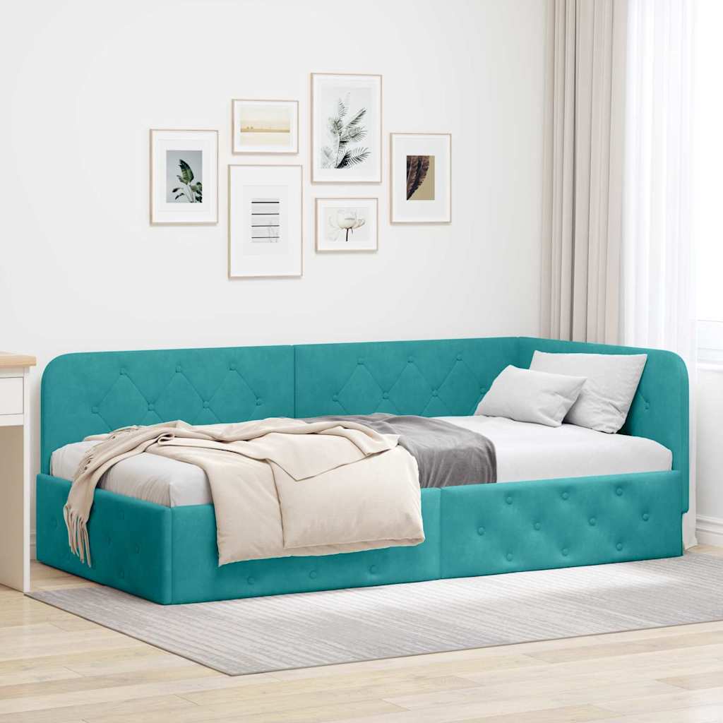 Estrutura de Cama de Canto Amarelo 100 x 200 cm Veludo