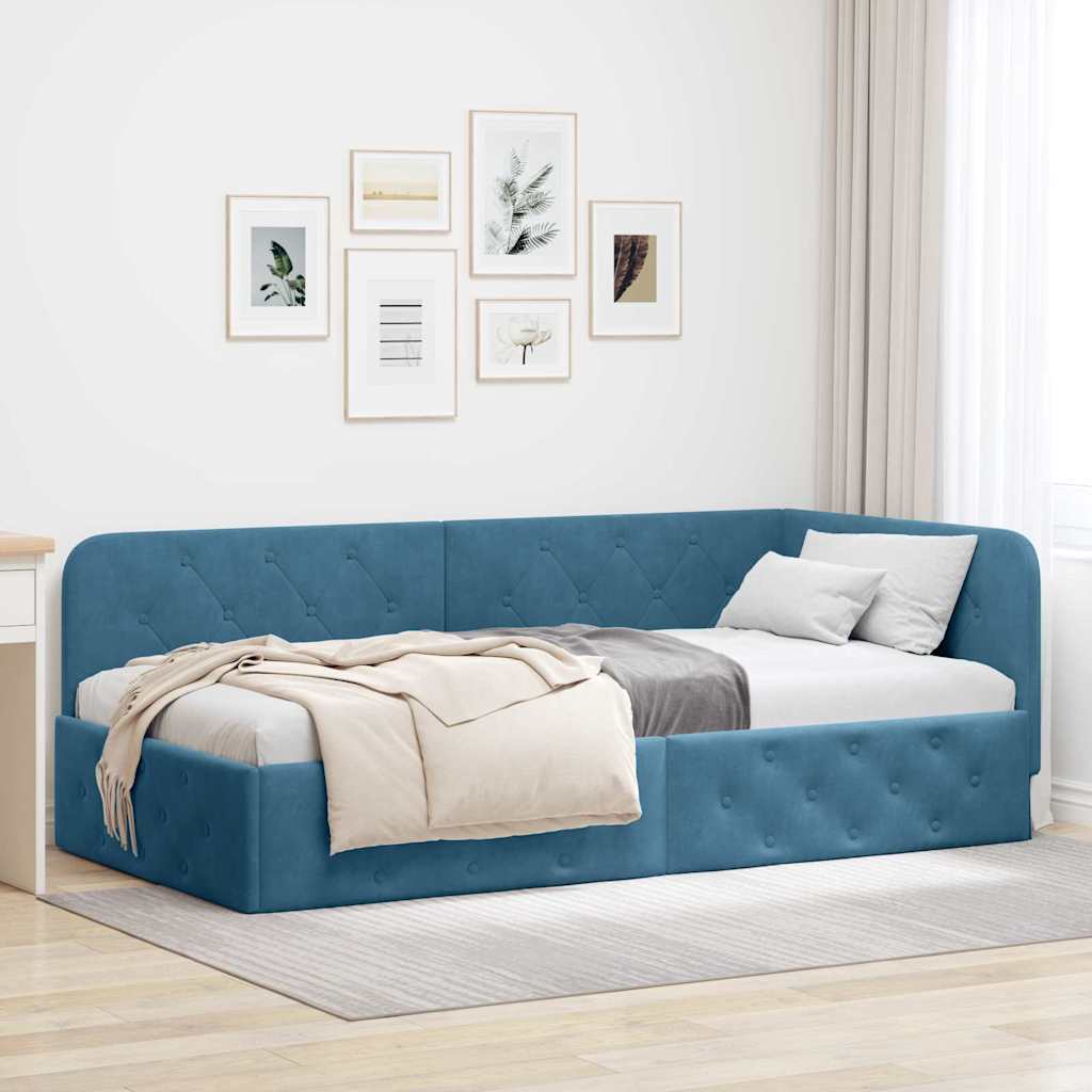 Estrutura de Cama de Canto Amarelo 100 x 200 cm Veludo