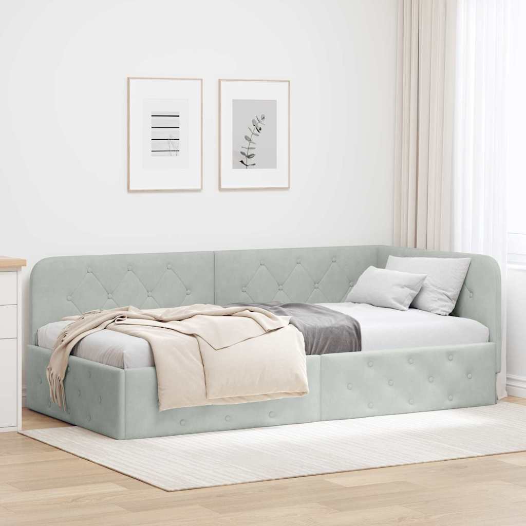 Estrutura de Cama de Canto Amarelo 100 x 200 cm Veludo