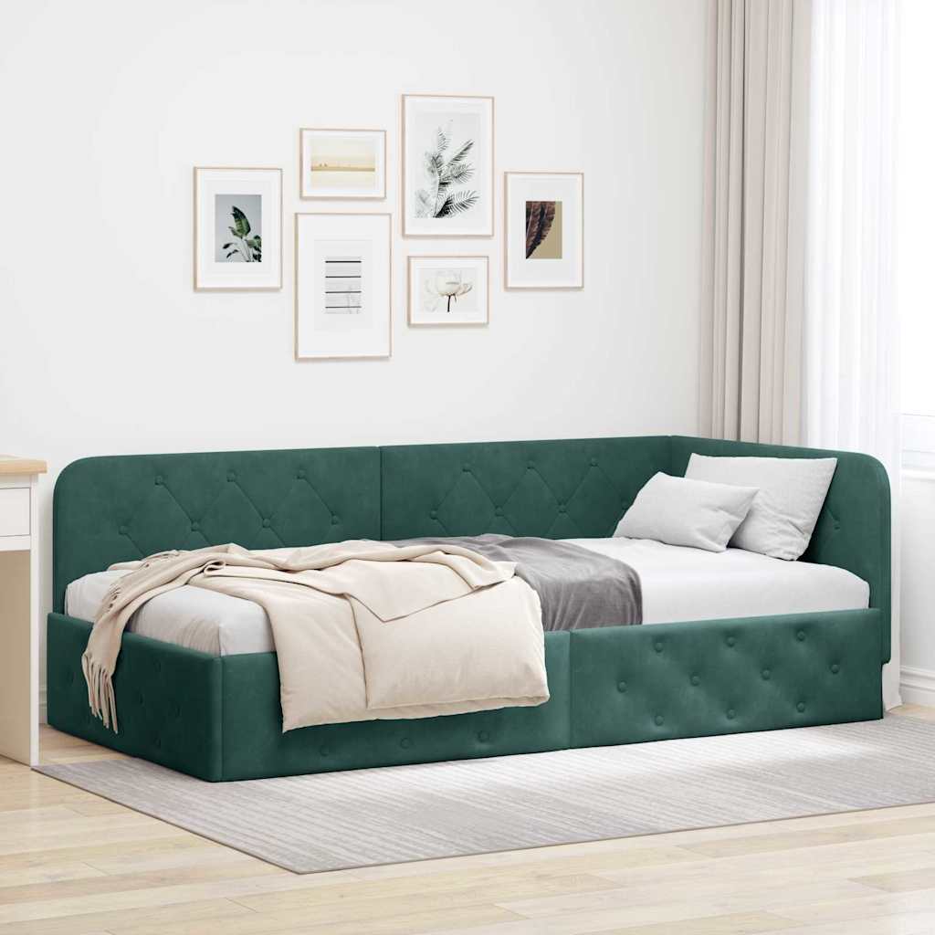 Estrutura de Cama de Canto Amarelo 100 x 200 cm Veludo