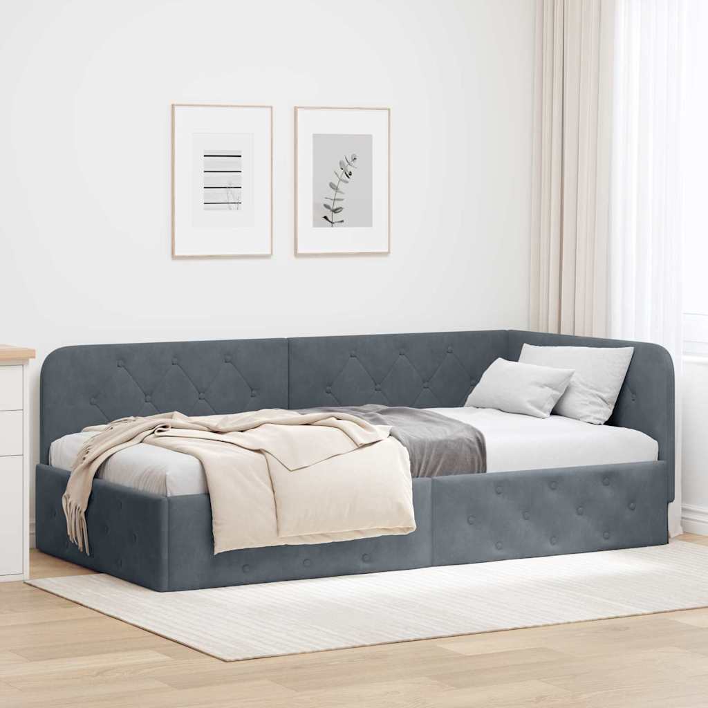 Estrutura de Cama de Canto Amarelo 100 x 200 cm Veludo