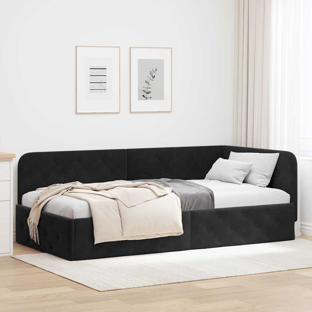 Estrutura de Cama de Canto Amarelo 100 x 200 cm Veludo