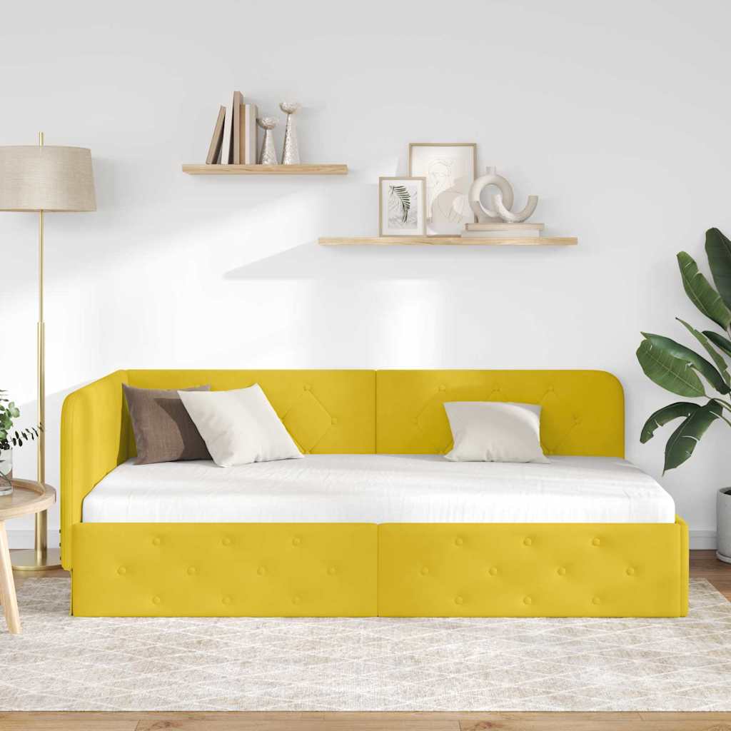 Estructura de cama en esquina Amarillo 100 x 200 cm Terciopelo