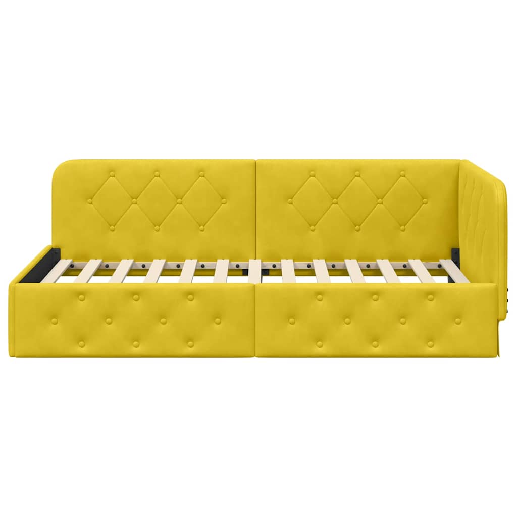 Estructura de cama en esquina Amarillo 100 x 200 cm Terciopelo