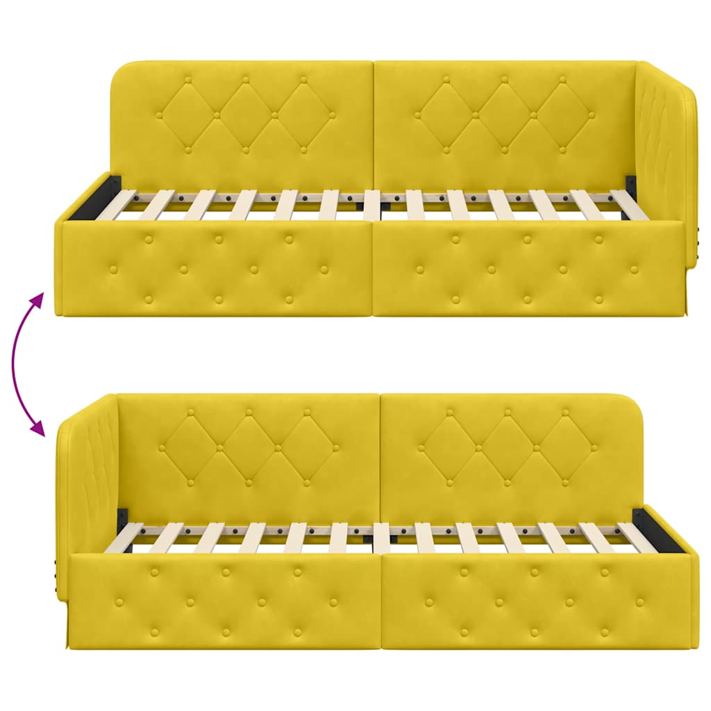 Estructura de cama en esquina Amarillo 100 x 200 cm Terciopelo