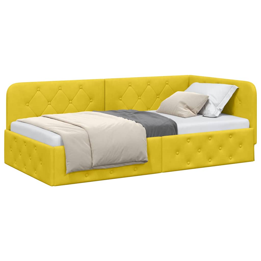 Estructura de cama en esquina Amarillo 100 x 200 cm Terciopelo