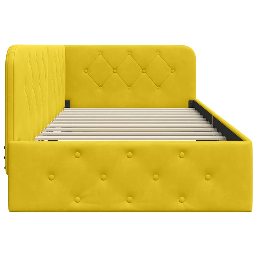 Estructura de cama en esquina Amarillo 100 x 200 cm Terciopelo