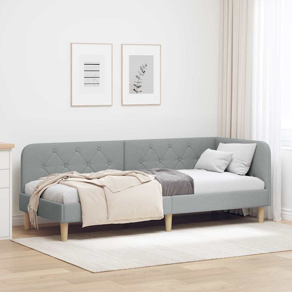 Estructura de cama en esquina Gris Claro 80 x 200 cm tela
