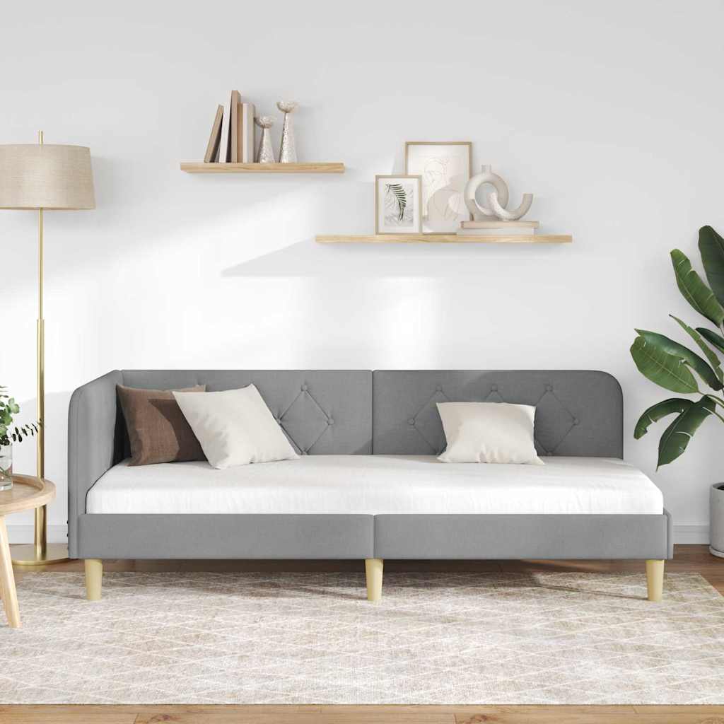 Estructura de cama en esquina Gris Claro 80 x 200 cm tela