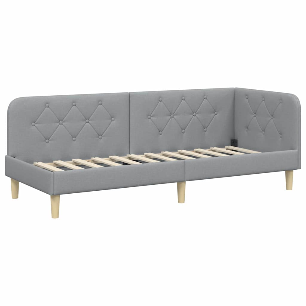 Estructura de cama en esquina Gris Claro 80 x 200 cm tela