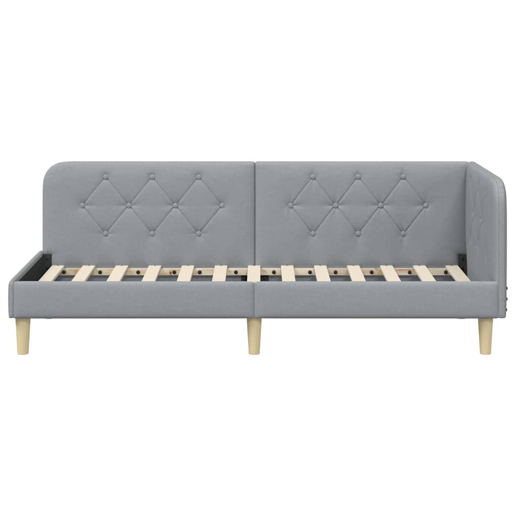 Estructura de cama en esquina Gris Claro 80 x 200 cm tela