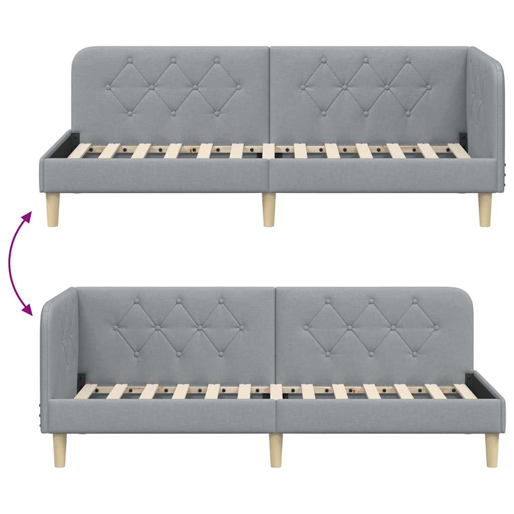 Estructura de cama en esquina Gris Claro 80 x 200 cm tela