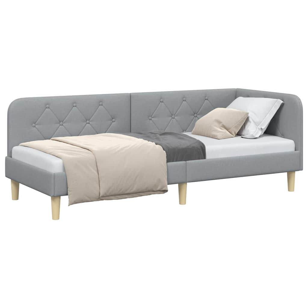 Estructura de cama en esquina Gris Claro 80 x 200 cm tela