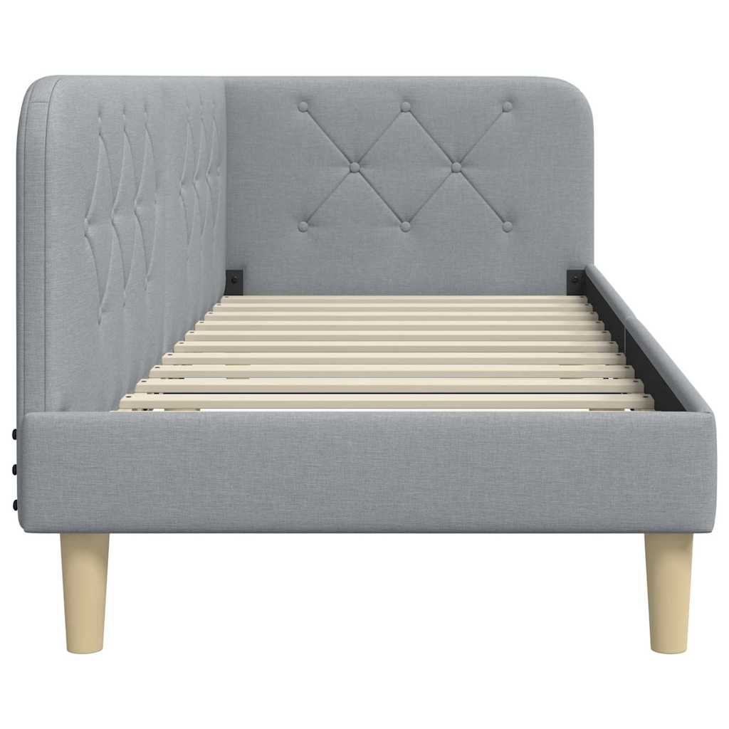 Estructura de cama en esquina Gris Claro 80 x 200 cm tela