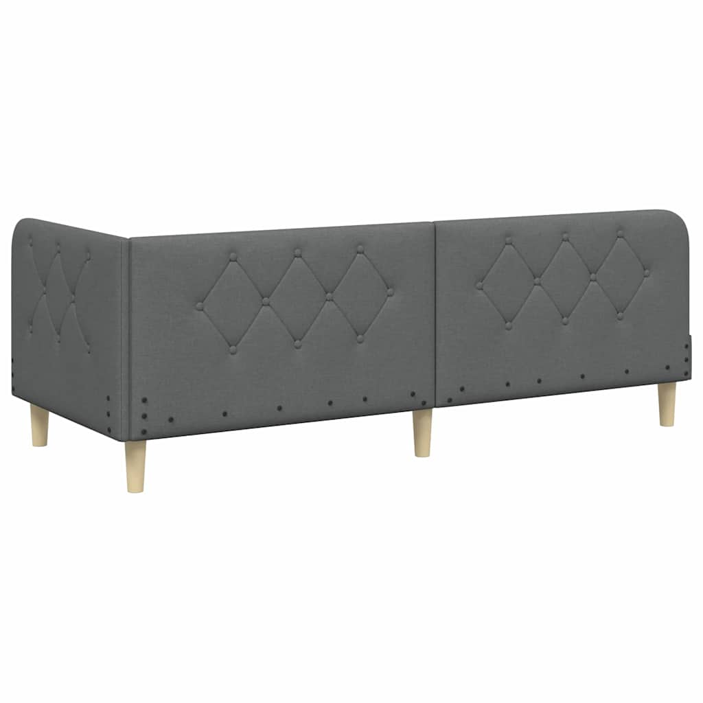 Estructura de cama en esquina Gris oscuro 80 x 200 cm tela
