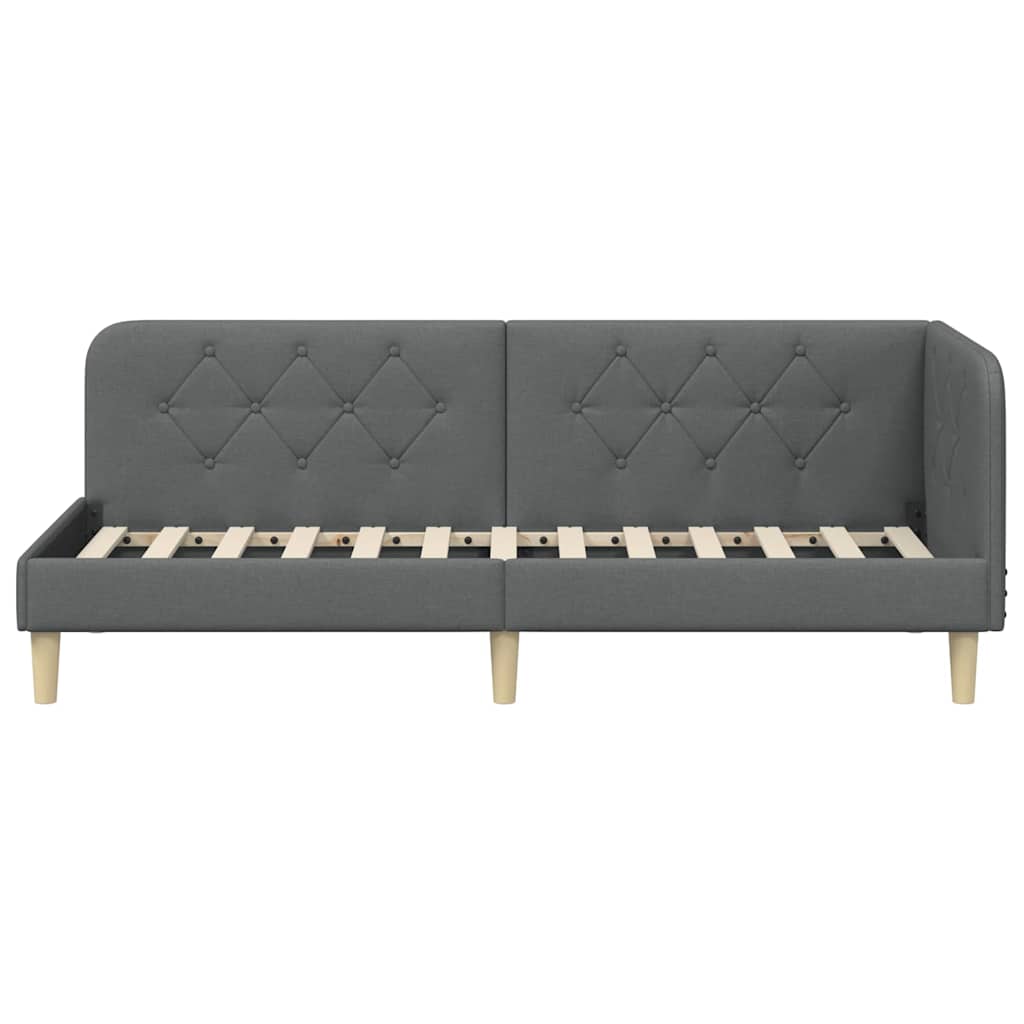 Estructura de cama en esquina Gris oscuro 80 x 200 cm tela